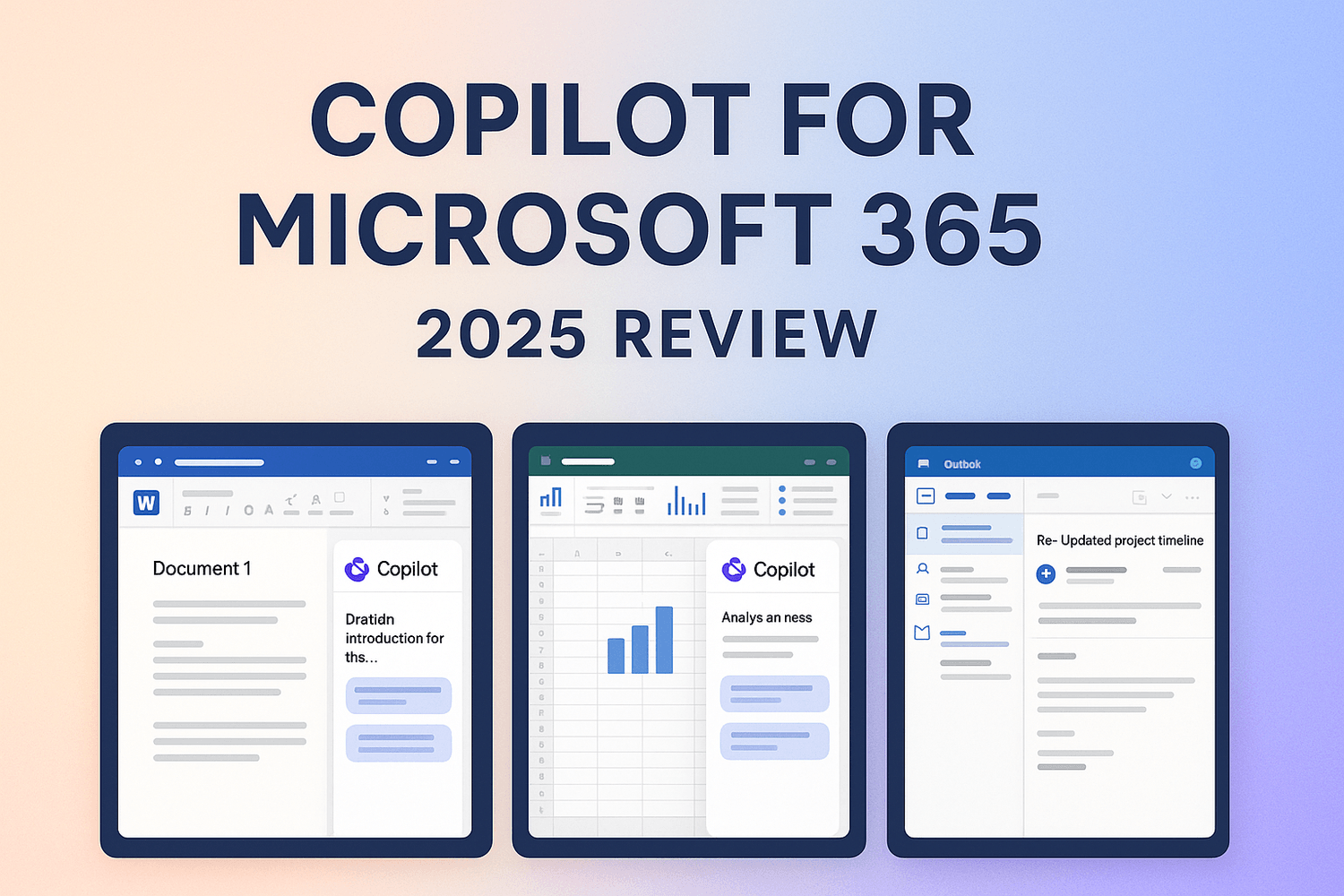 Microsoft Copilot open in Word, Excel, and Outlook—2025 review