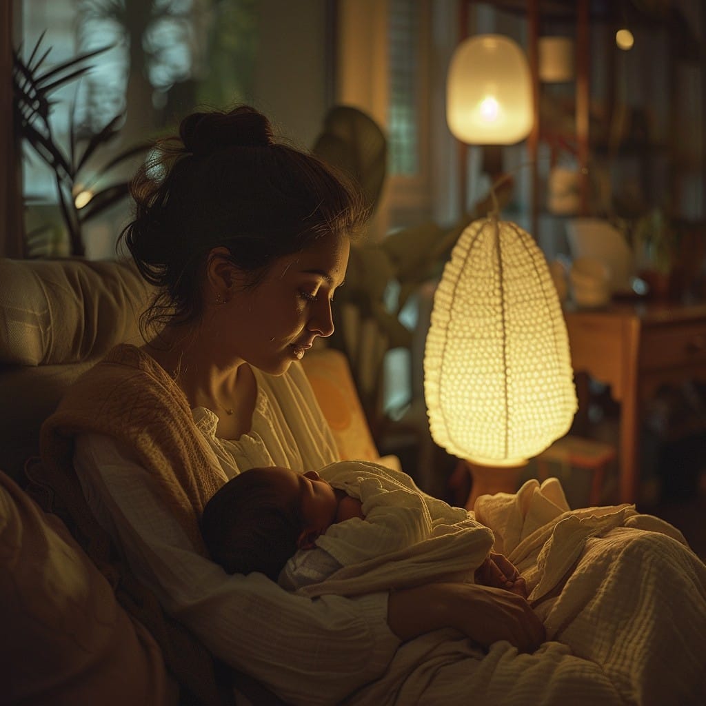 Mother holding newborn baby