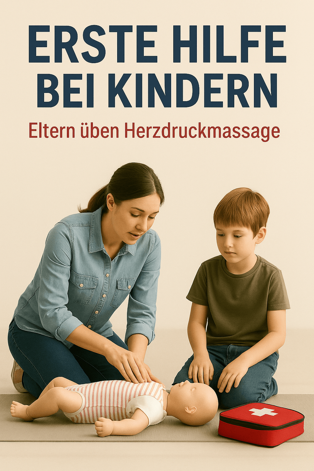Erste Hilfe bei Kindern – Eltern üben Herzdruckmassage
