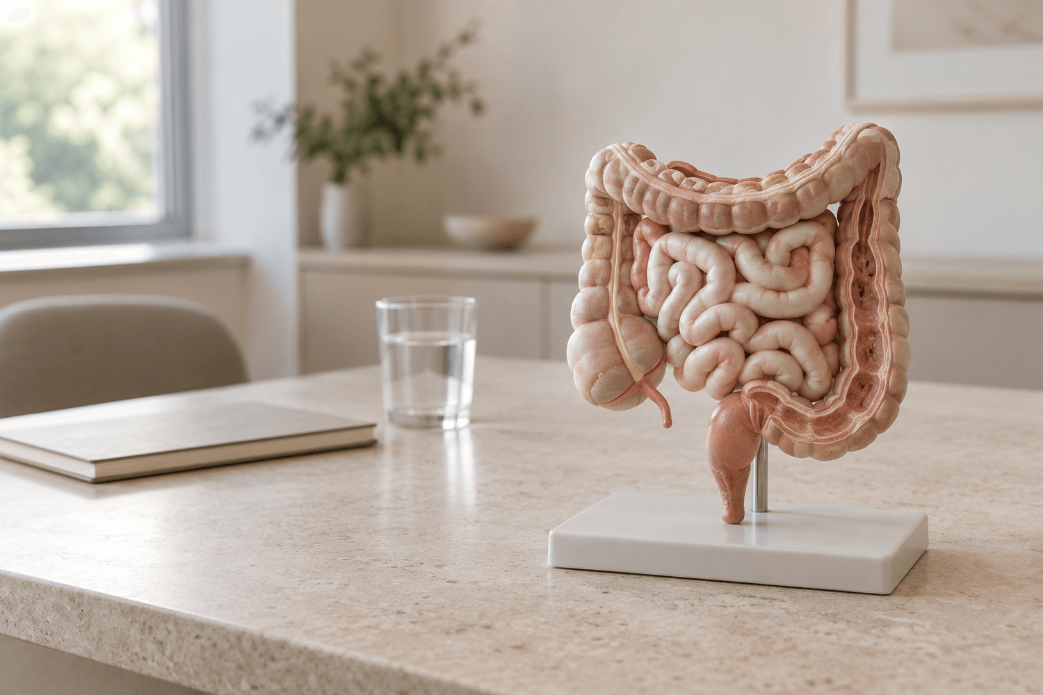Anatomisches Modell des menschlichen Darms in einer ruhigen Praxisumgebung