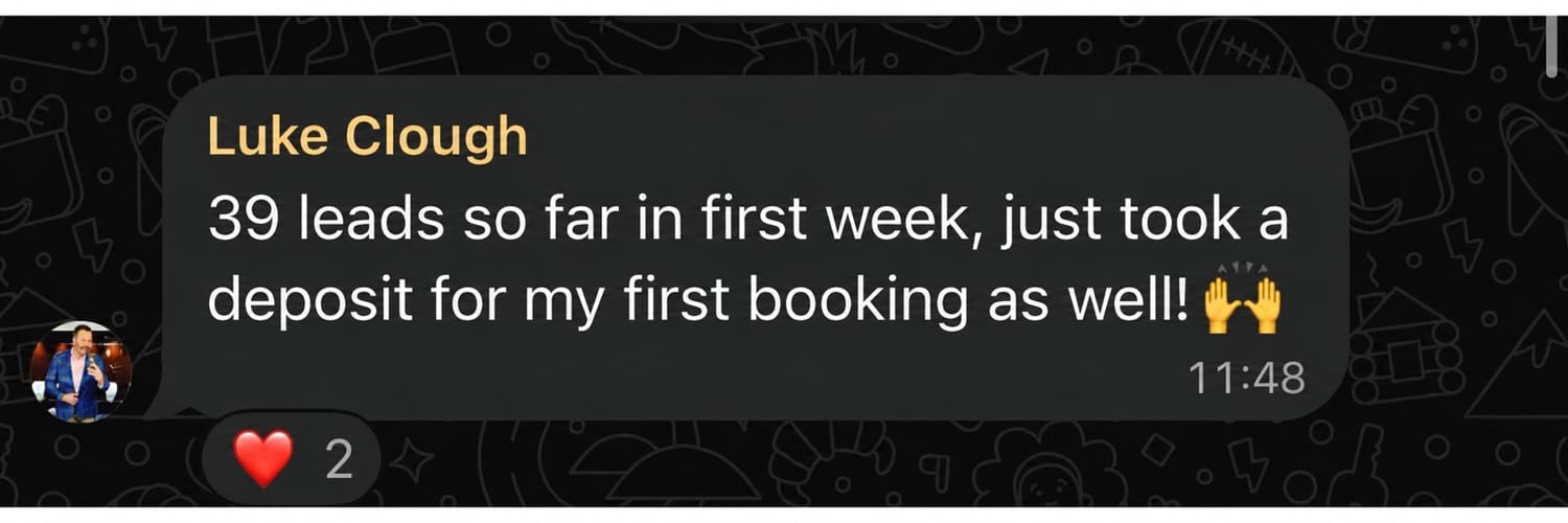 Luke Clough: 39 leads in his first week and a deposit taken for his first booking