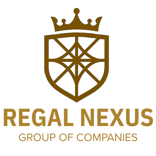 Regal Nexus Group of Companies official logo - gold crown and shield symbolizing empowerment, strategy and unity for women-led businesses
