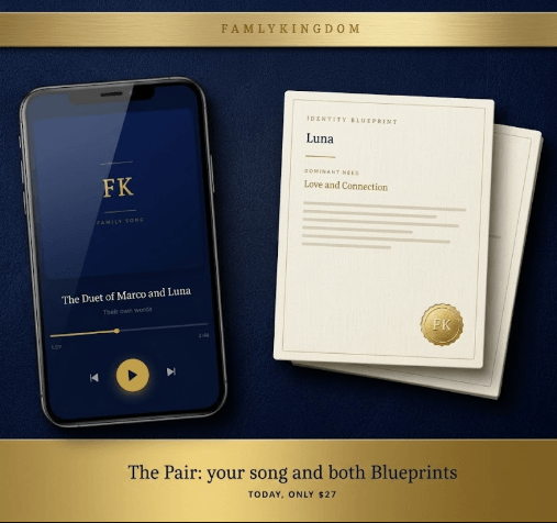 The Pair: two Identity Blueprints, your family song and your narrated story, $27