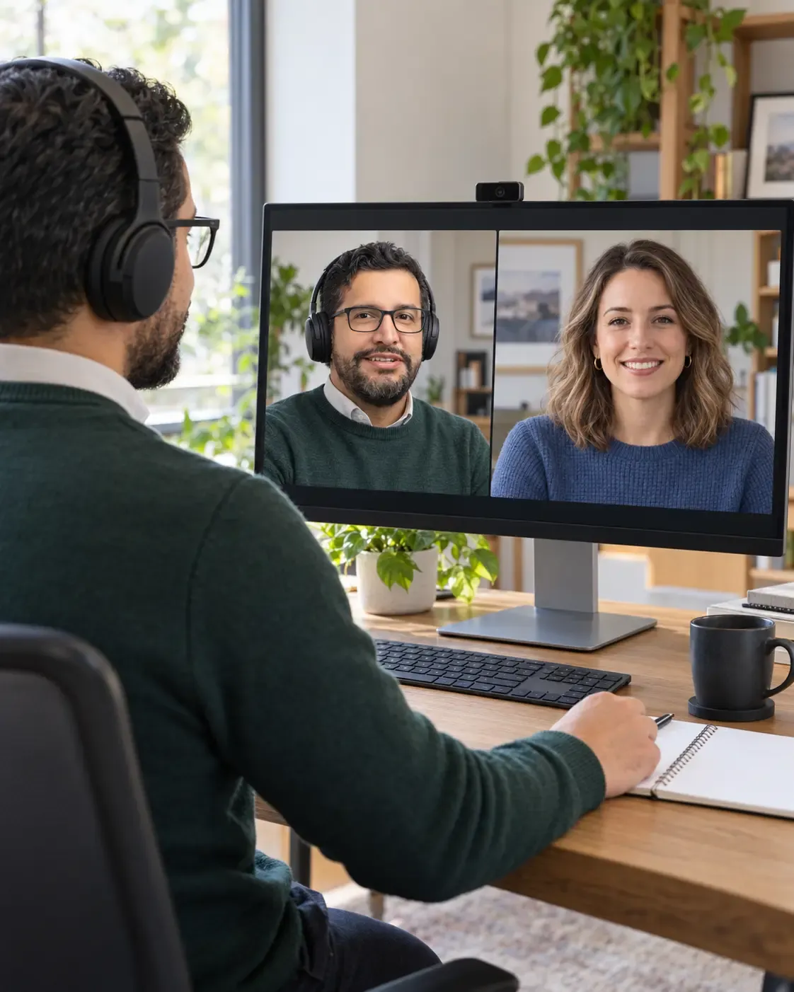Over Diego's shoulder during a private online business planning session