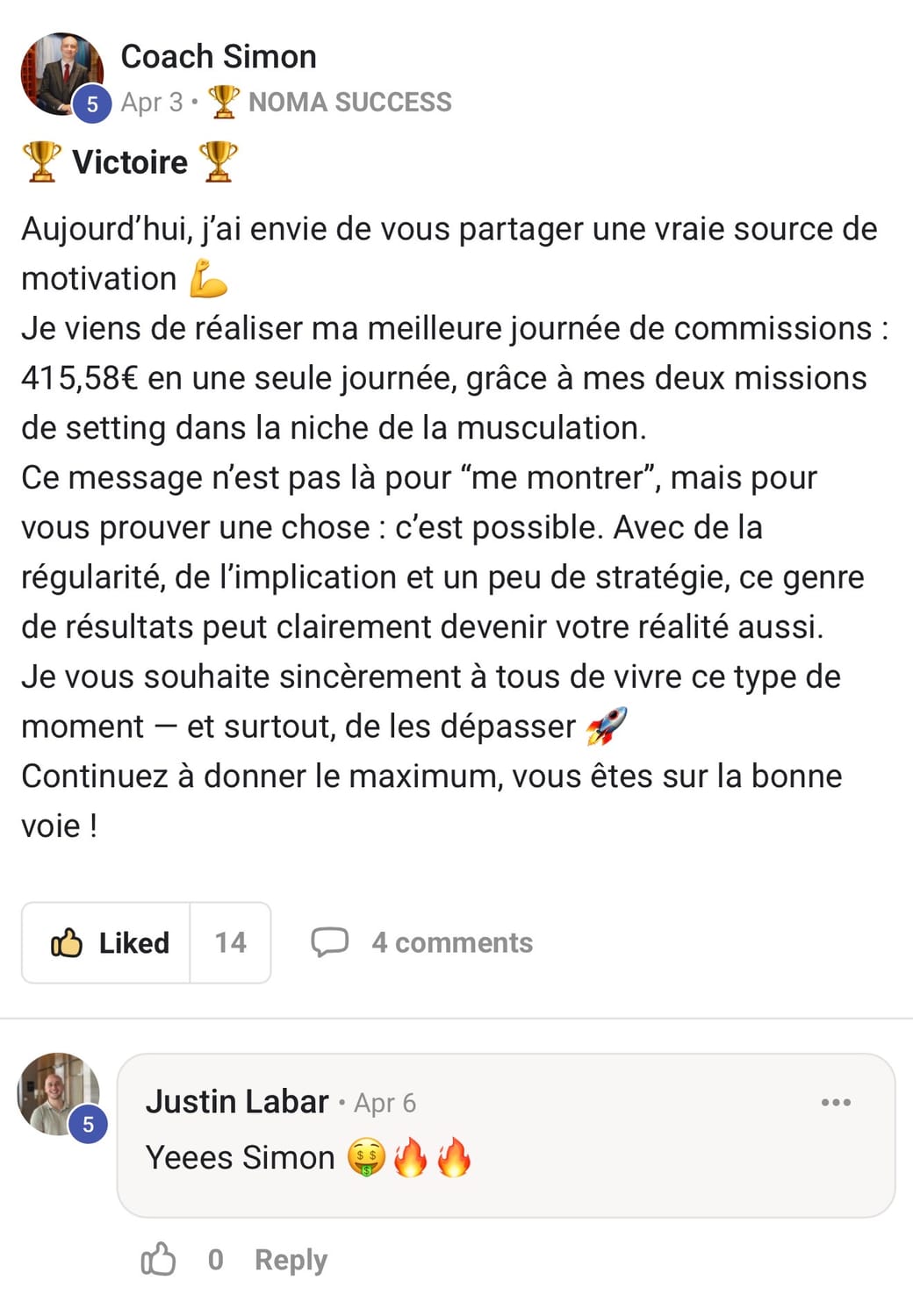 Coach Simon — 3 Avr, 415€ en une journée