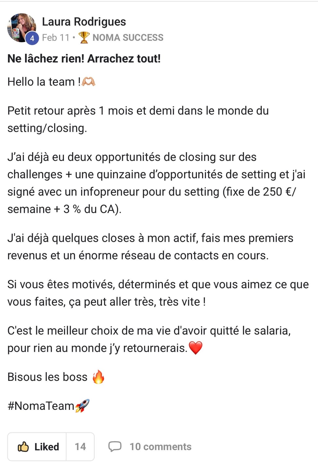 Laura Rodrigues — 11 Fév, a quitté le salariat
