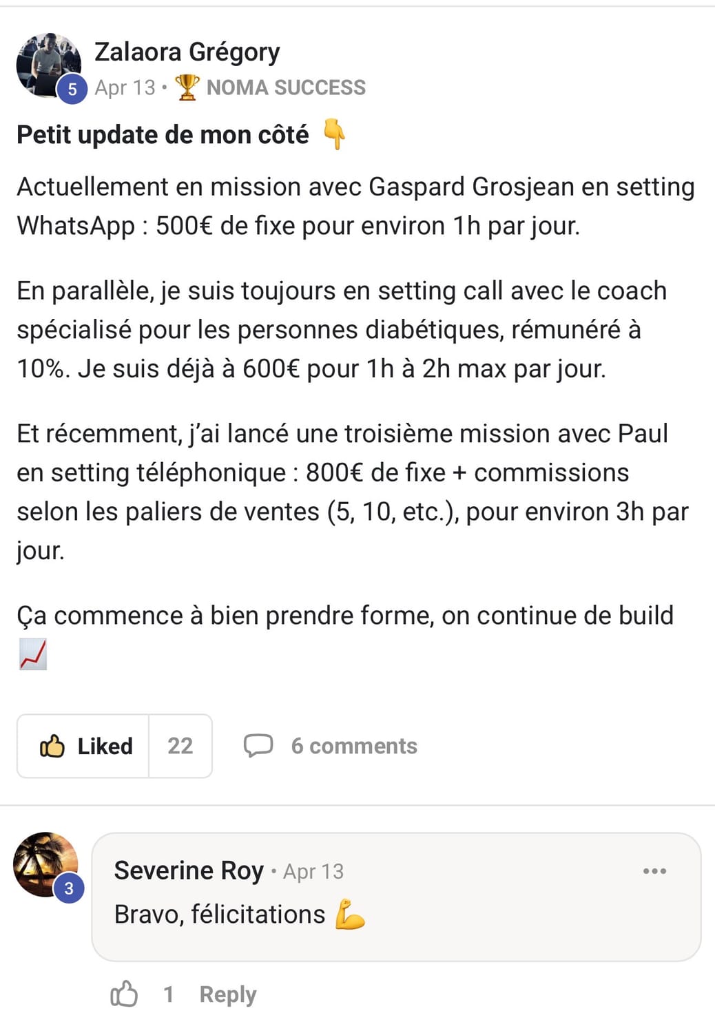 Zalaora Grégory — 5 Mars, bilan février 1860€