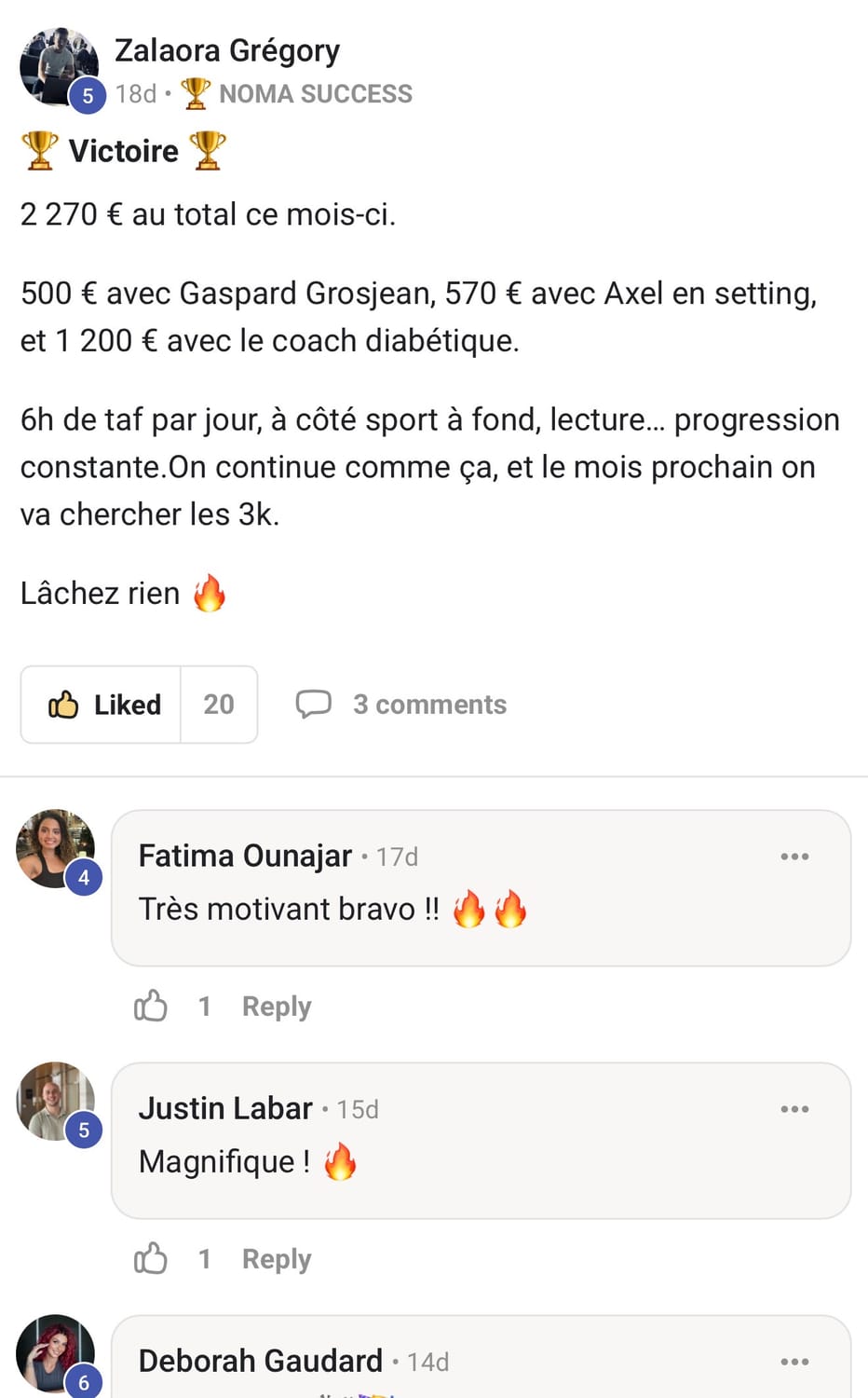Zalaora Grégory — 11 Jan, 150€ en 2 jours