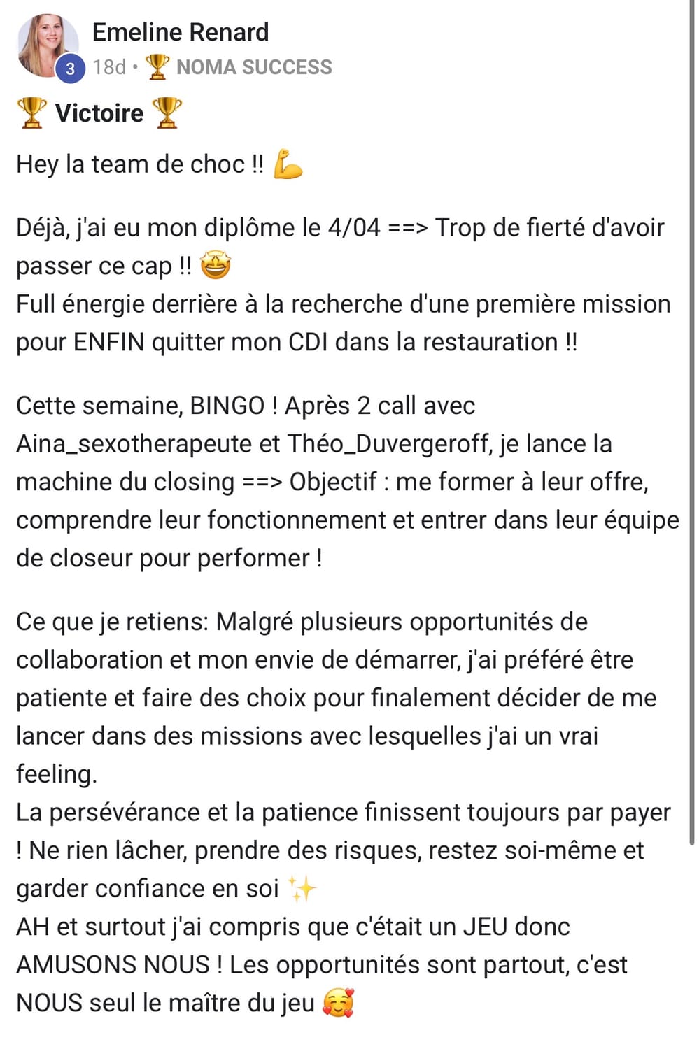 Témoignage Emeline Renard