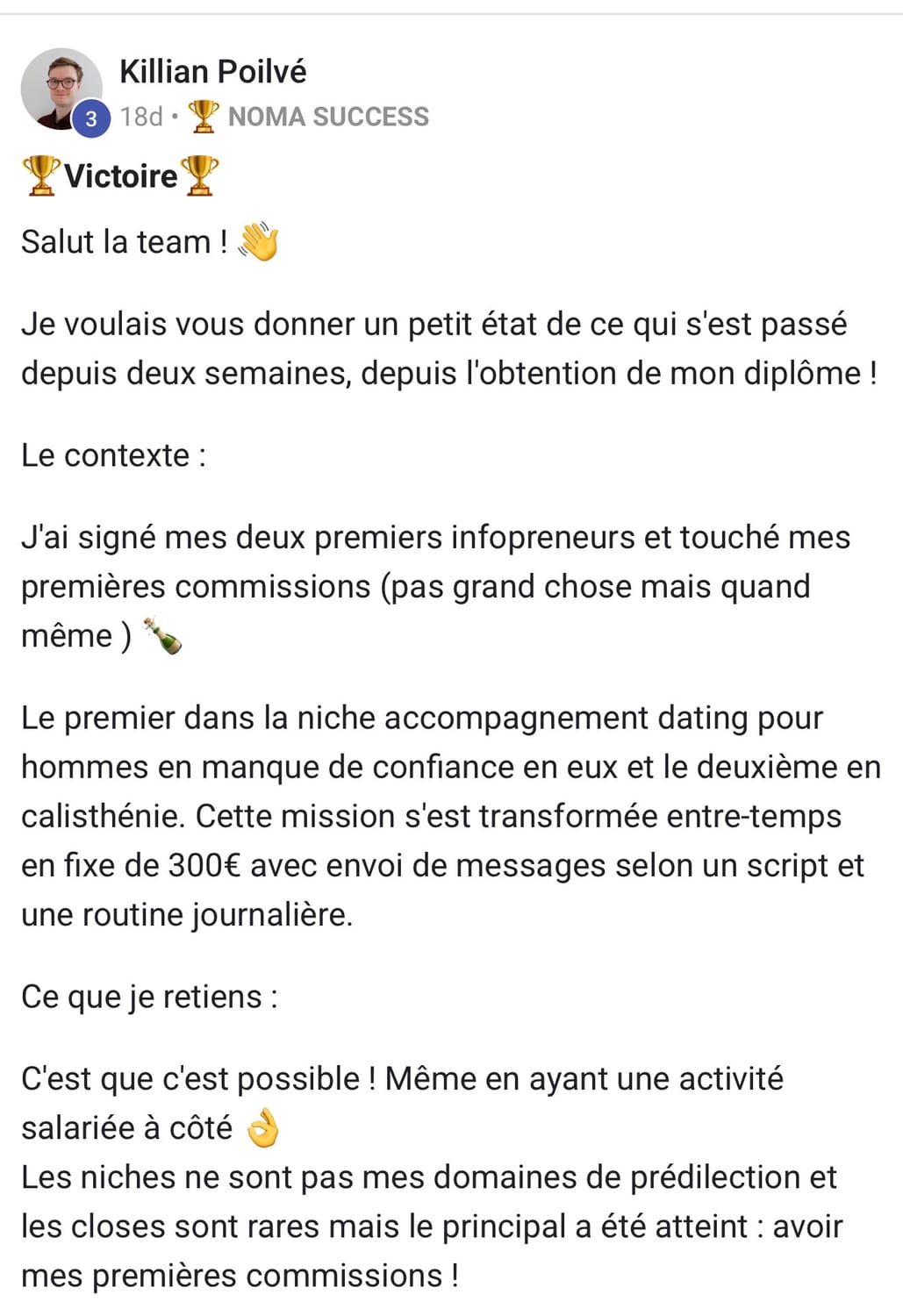 Témoignage Killian Poilvé