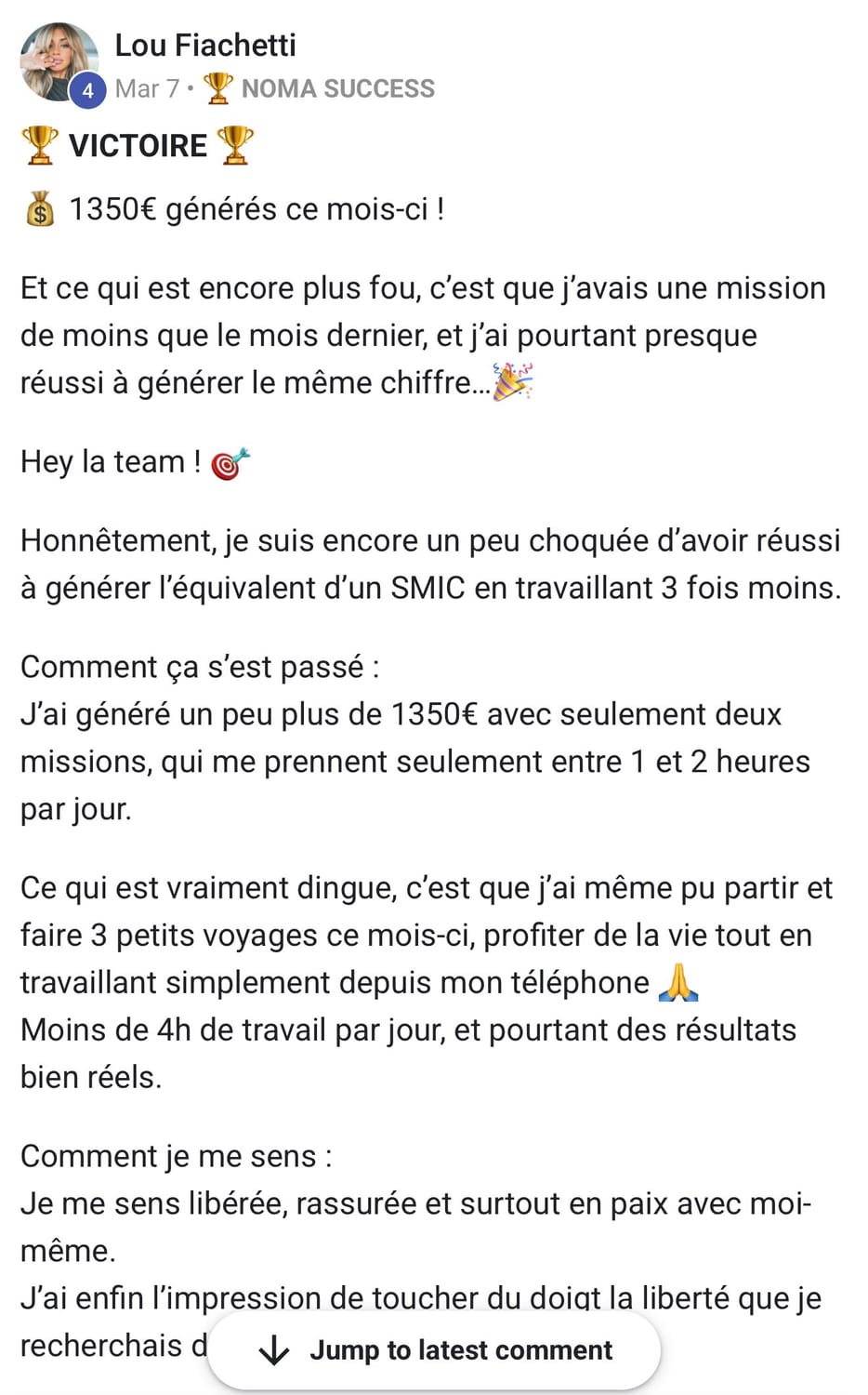 Lou Fiachetti — 7 Mars, équivalent SMIC en 3x moins de travail