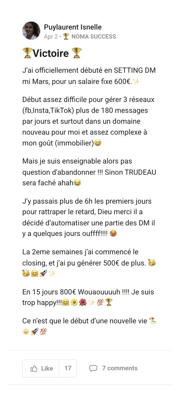 Isnelle Puylaurent, 2 avril, 800 euros en 15 jours