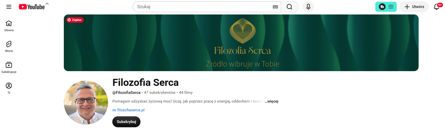 Kanał YouTube Fundacji Filozofia Serca - medytacje i praktyki oddechowe.