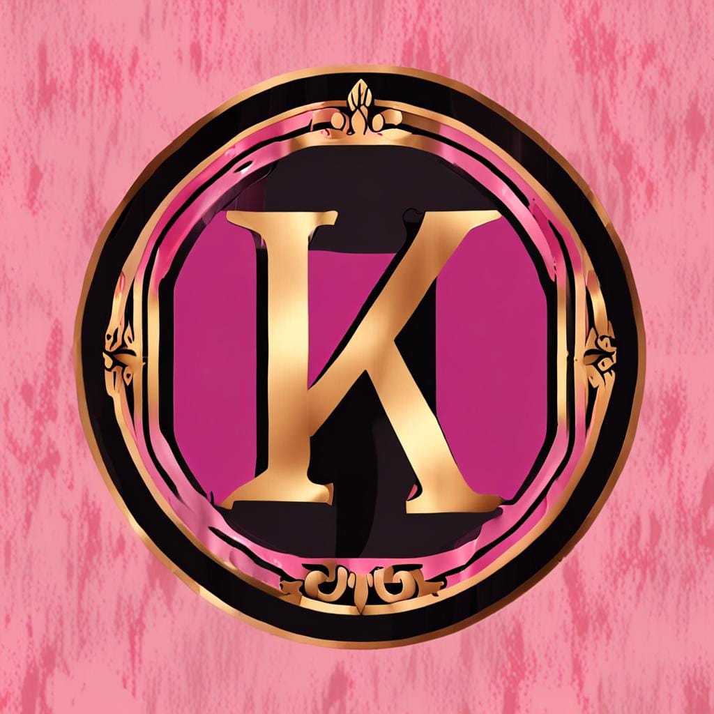 bold monogram logo, pink gold black