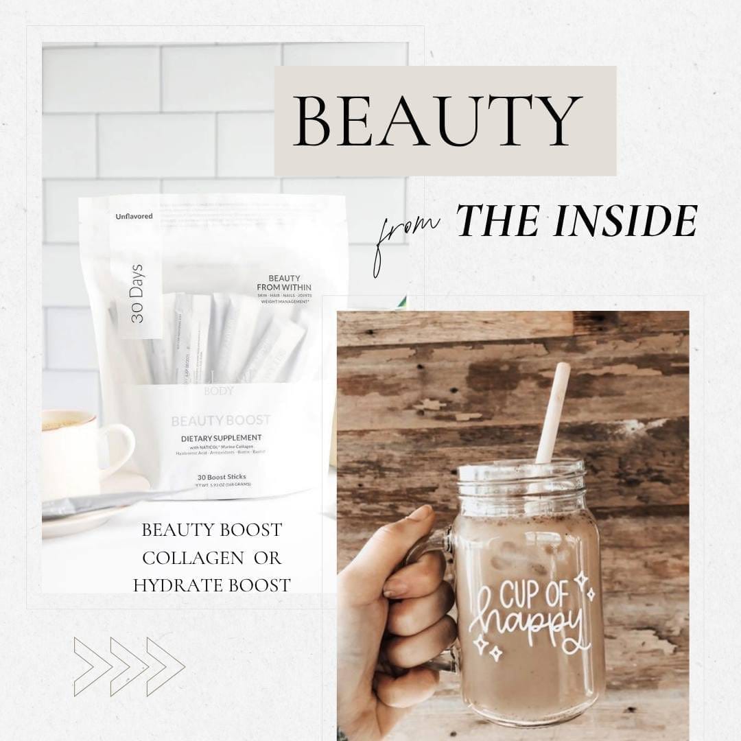 cup of iced coffee with unflavored collagen packets on counter