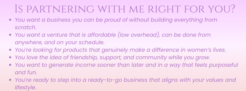 bulleted list of reason why someone would want to partner with me in a home based business