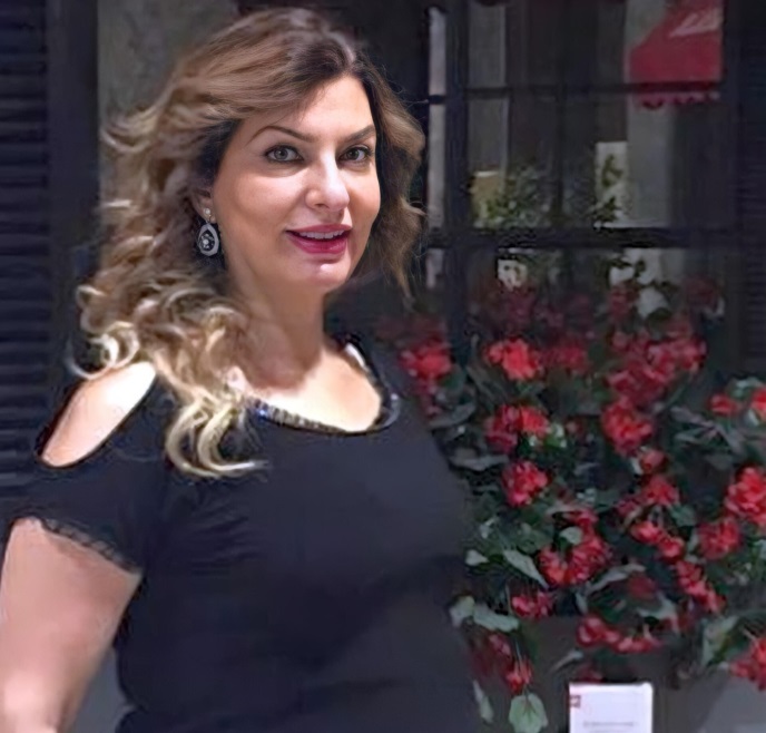 Woman before weight loss wearing black dress