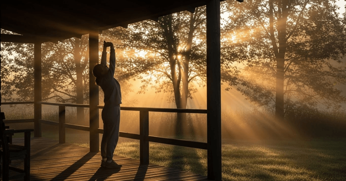 Absorbing morning sunlight to boost mood and support fat metabolism