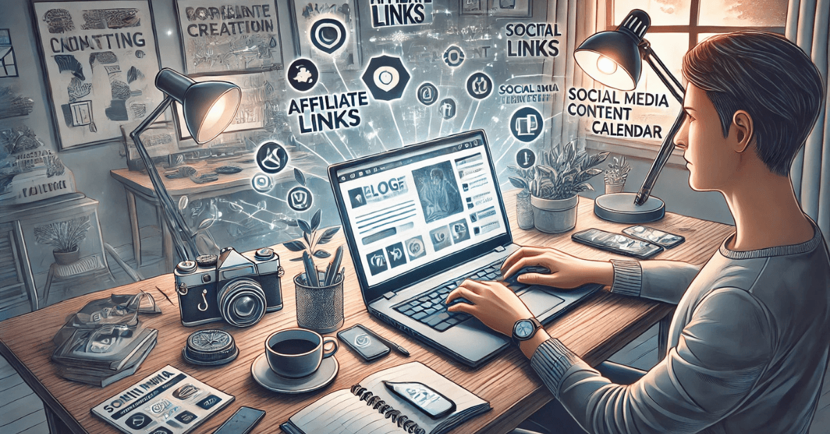 Creating blog or social media content to promote affiliate products