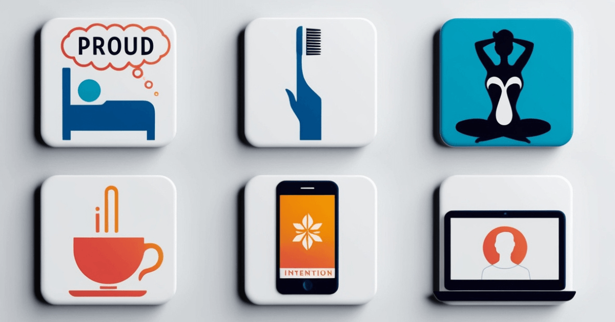 Illustrated summary of 5 habit stacking ideas for confidence