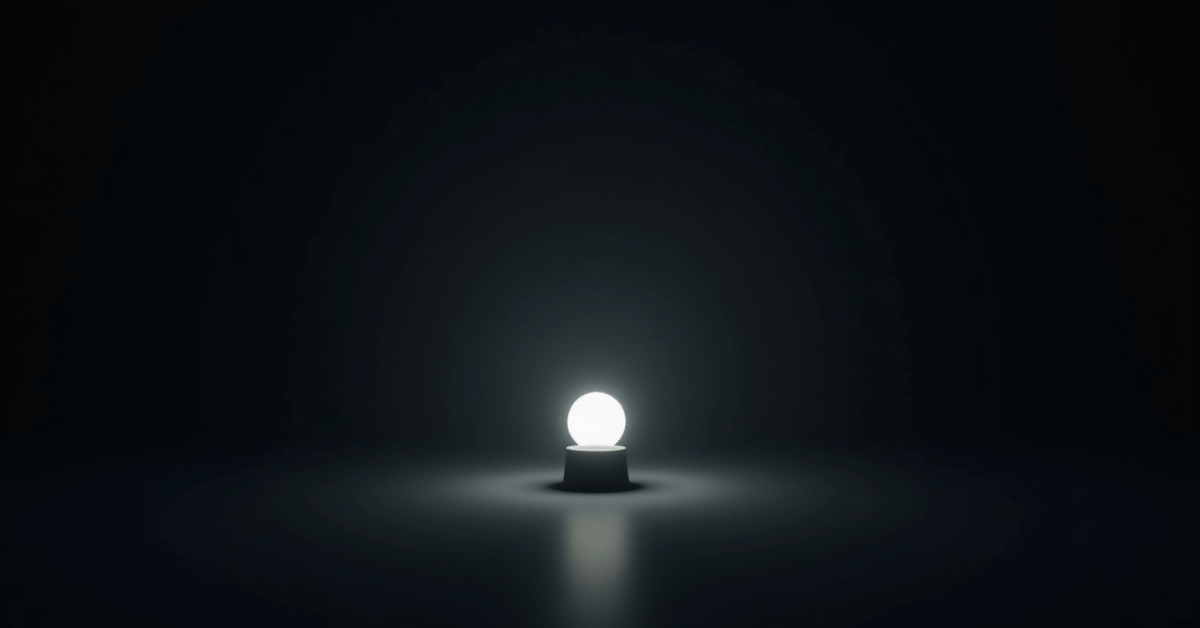 A single small light glowing in a dark, empty space, symbolizing quiet progress and growth happening without attention or recognition.