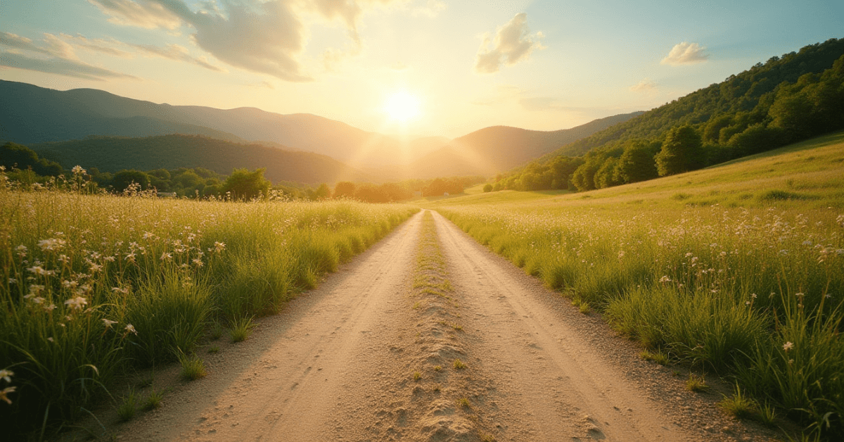 Sunlit country road stretching into the distance, symbolizing the long-term health journey built through consistent daily habits
