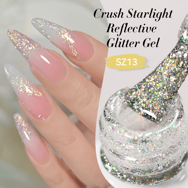 BORN PRETTY 10ml Crush Reflexivo Glitter Gel Prata Espumante UV Colorido Brilhante Verniz Para Unhas
