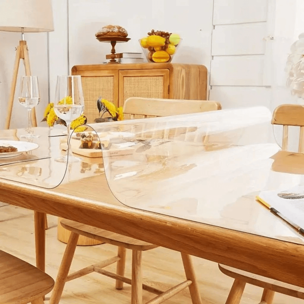 Toalha de Mesa Cristal Plástica Térmica Transparente Quadrada Para 2, 4, 6, 8 e 10 Lugares