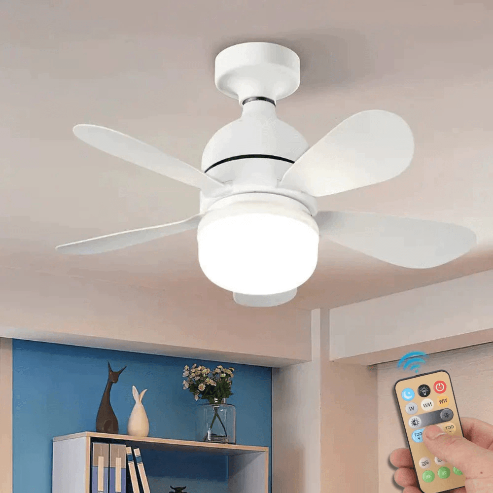 Ventilador de teto Com Luz para Pequenos Espaços (6 Hélices) Controle Remoto Bivolt LED 110V-220V