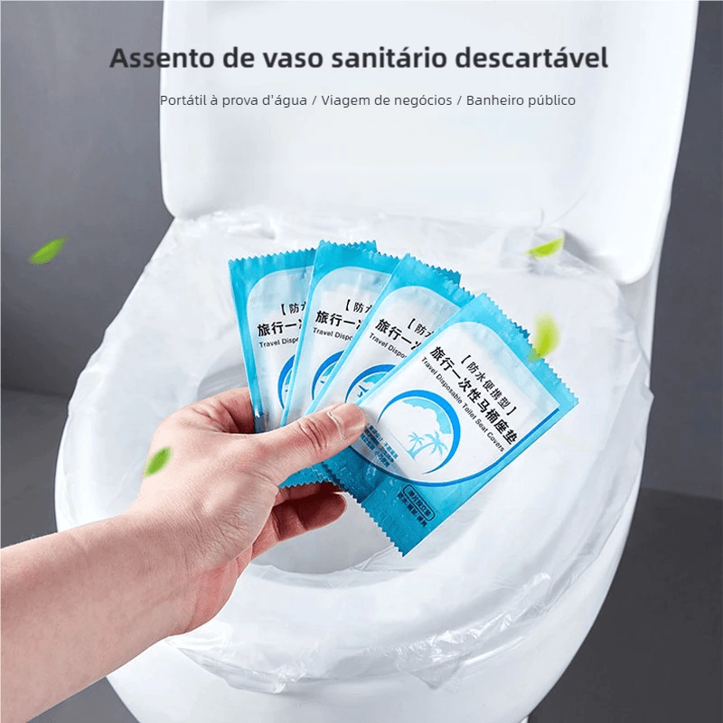 50 Protetores Assento Sanitário Descartável Plástico Privada Folha Forro Bacia Banheiro Público Kit
