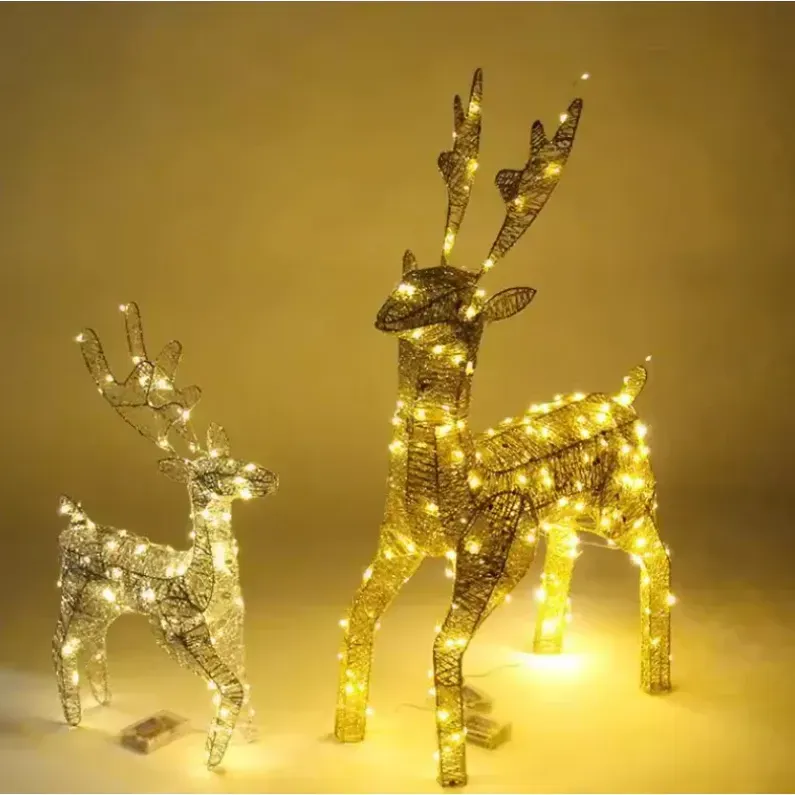 Rena Led Dourado Decoracao Natal Luzes Pisca Para Jardim