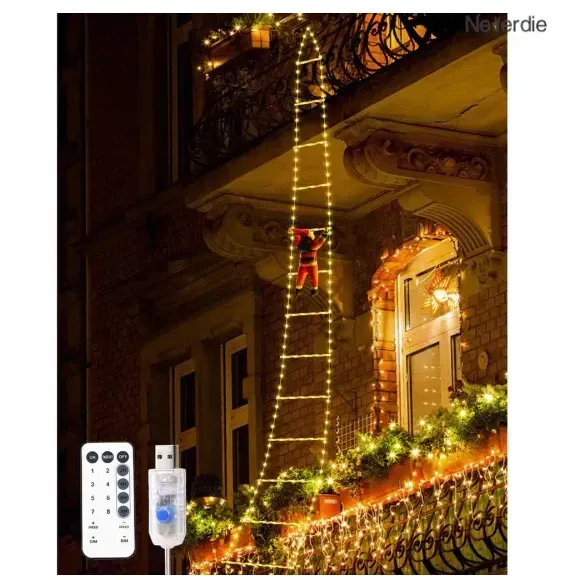 Led De Papai Noel Luzes Subindo Escadas Bq E Rgb 1,70 Metro e 3,00 metros