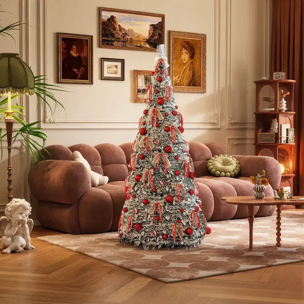 Árvore De Natal 180 cm De Grande Conjunto Decorativo Enfeite De Decoração De Luxo Vermelho Chinês