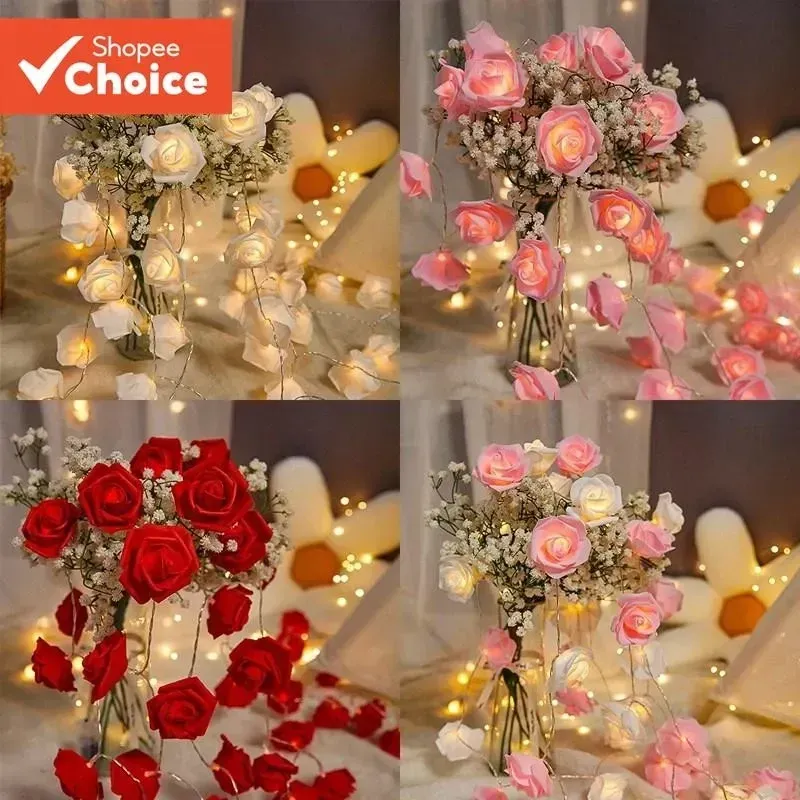 Luzes De Fada Rosa LED Cordas De Natal Com Árvore Decoração Feliz Casamento