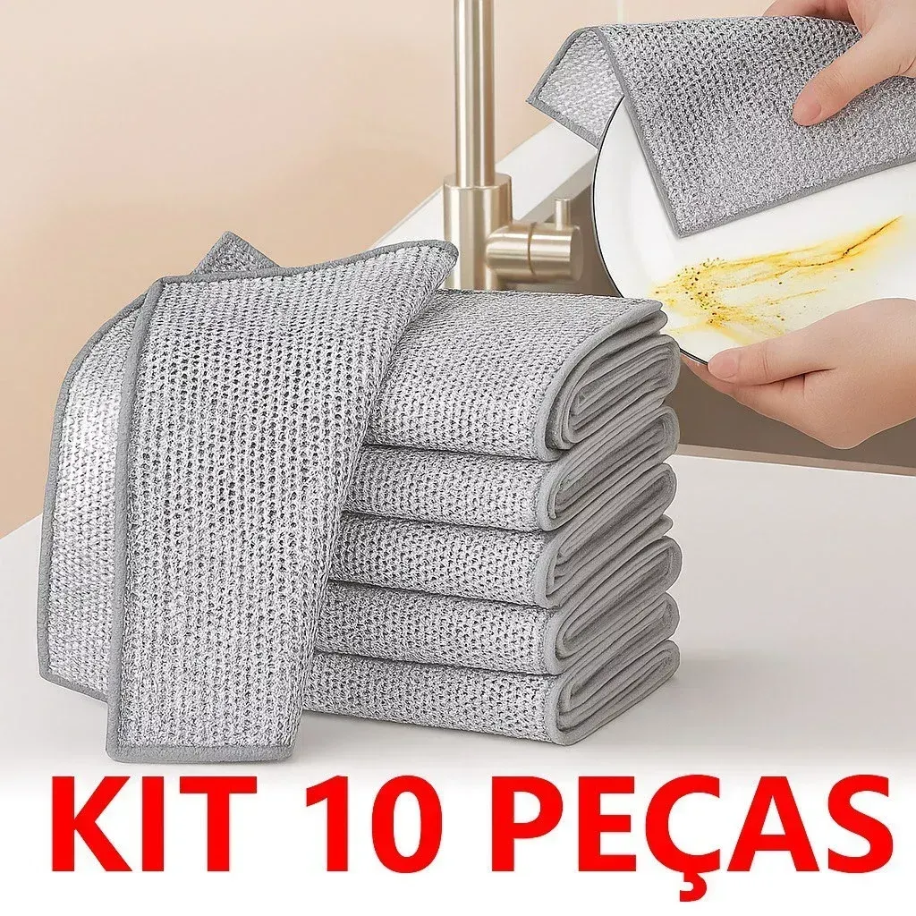 Kit 6/12/18/24 Panos De Limpeza Aço Premium Arear Panela Fogão Toalha Louça Tira Gordura Reutilizável
