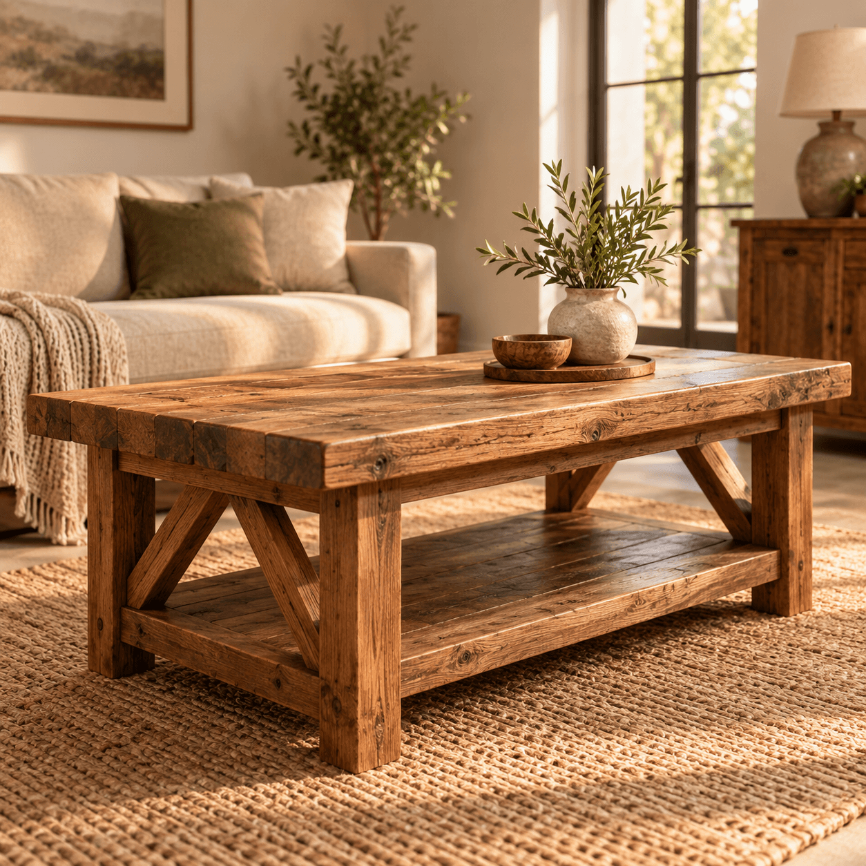 Rustic farmhouse coffee table