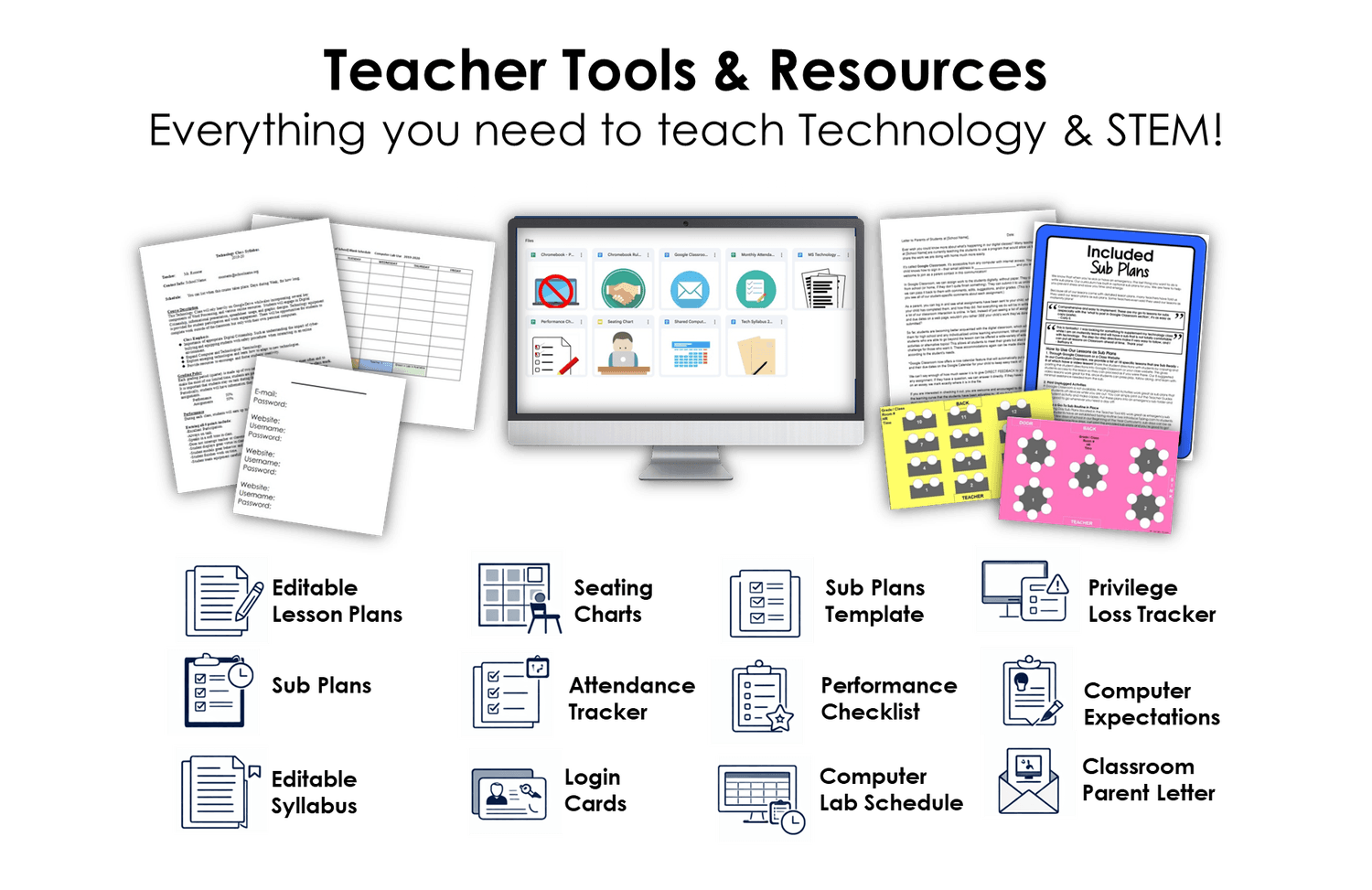 Technology Curriculum Editable Lesson Plans Syllabus Sub Plans Seating Charts Computer Expectations