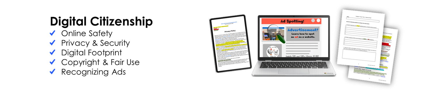 Digital Citizenship - Online Safety Privacy and Security Digital Footprint Copyright and Fair Use Recognizing Ads