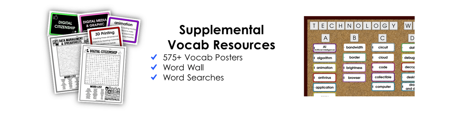 Supplemental Vocab Resources - 575 plus Posters Word Wall Word Searches