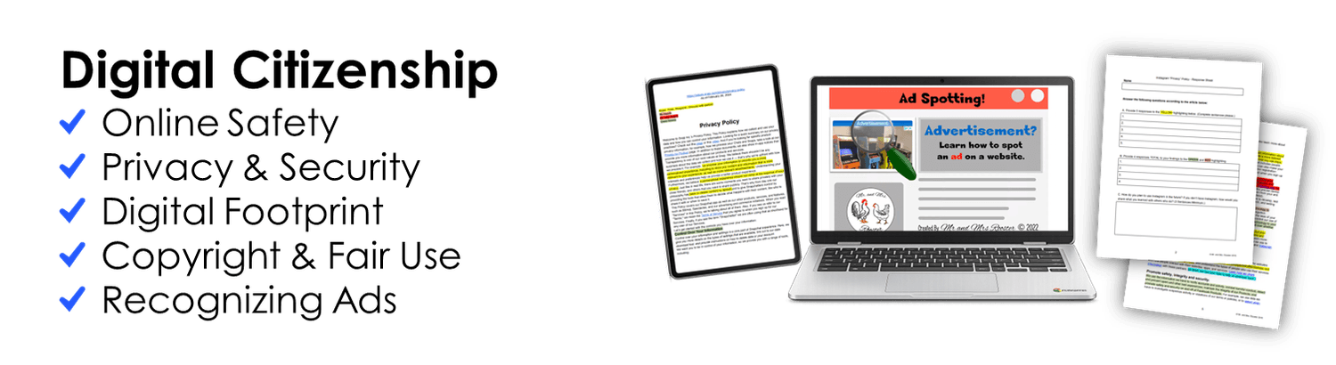 Digital Citizenship - Online Safety Privacy and Security Digital Footprint Copyright and Fair Use Recognizing Ads
