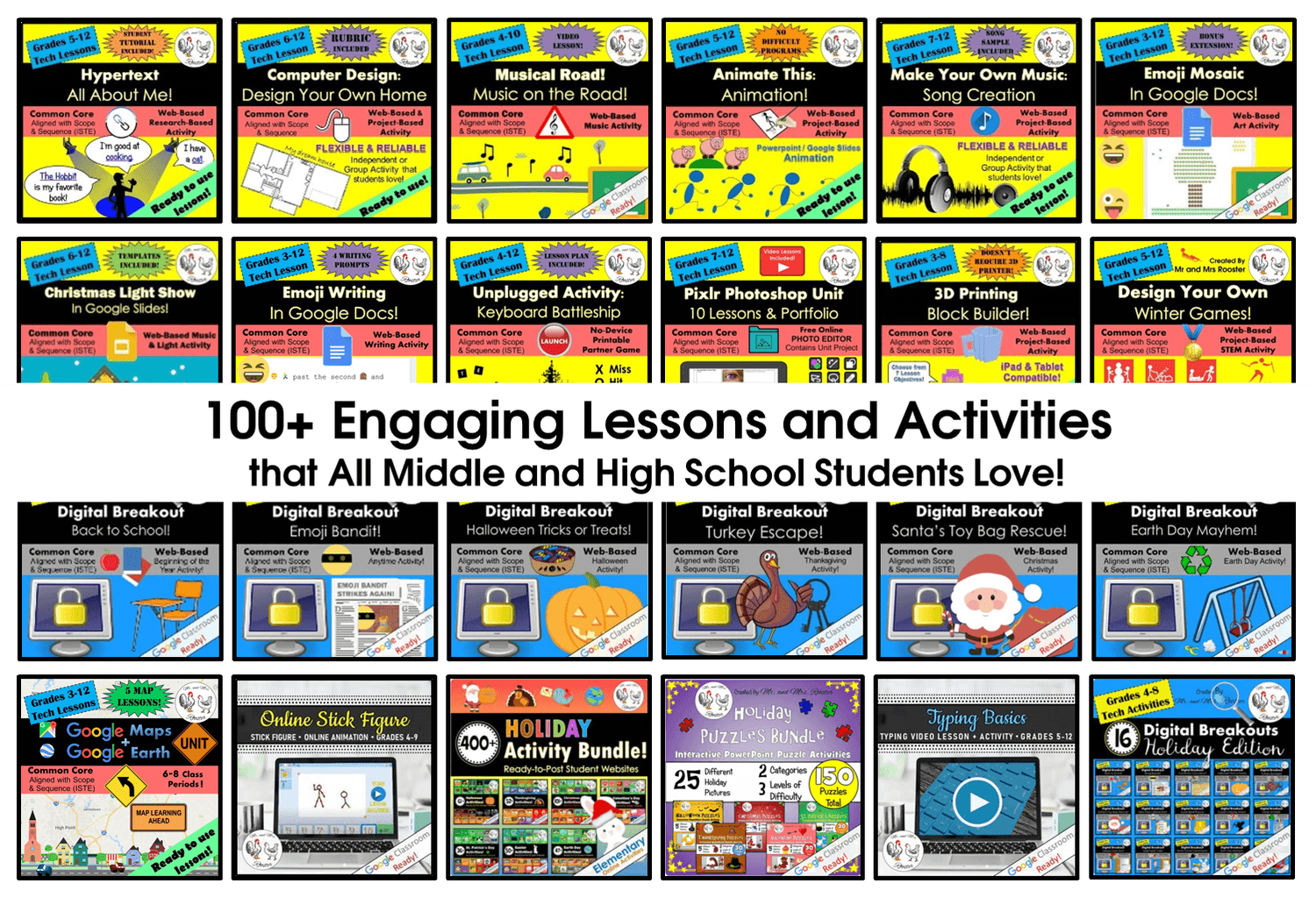 100+ Lessons and Activities for Middle School and High School that students love!