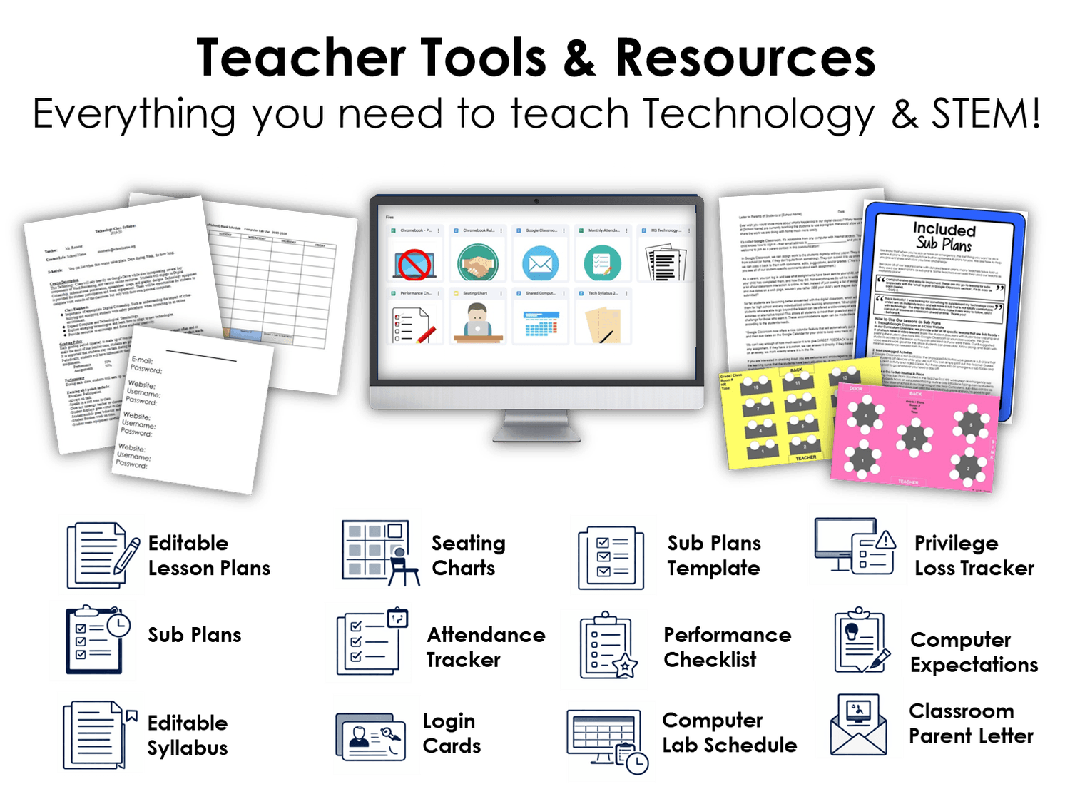 Technology Curriculum Editable Lesson Plans Syllabus Sub Plans Seating Charts Computer Expectations