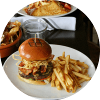 Burger and fries meal