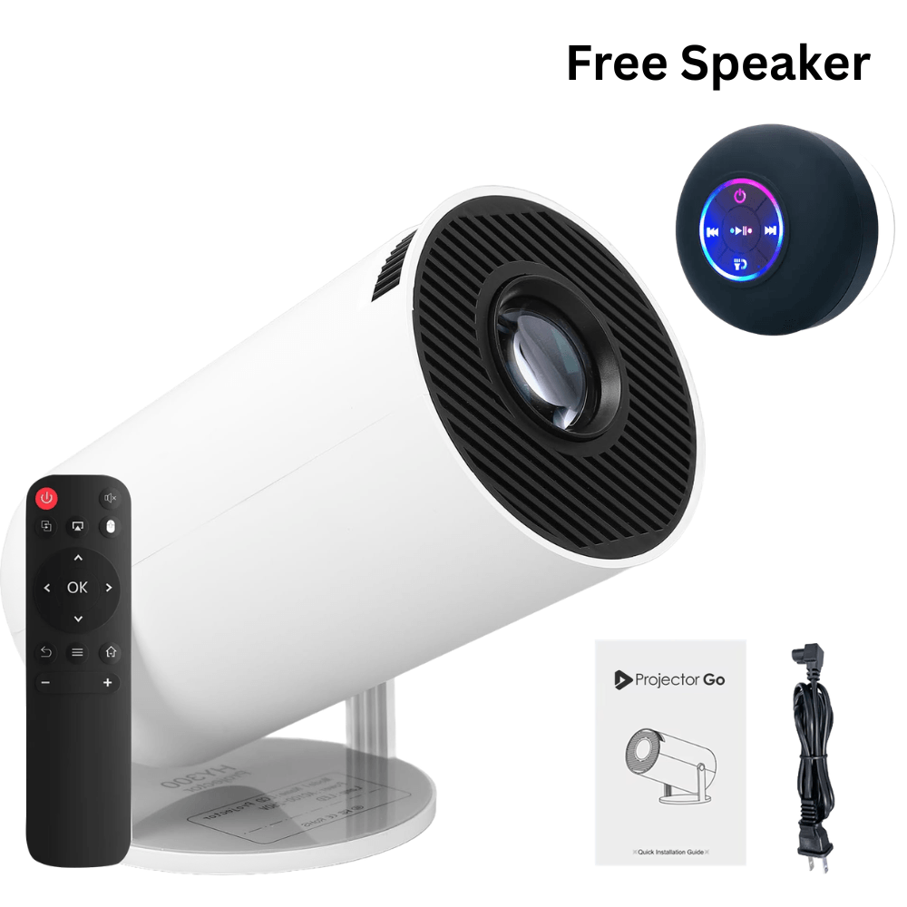 What's in the box - LuminaPro Projector + Free Speaker