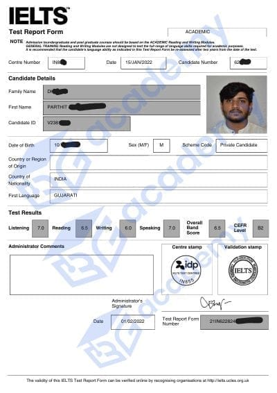 Parthit IELTS Result