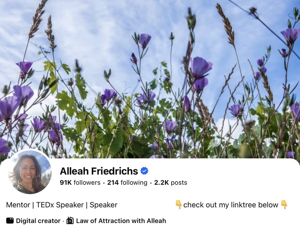 Alleah's Facebook profile
