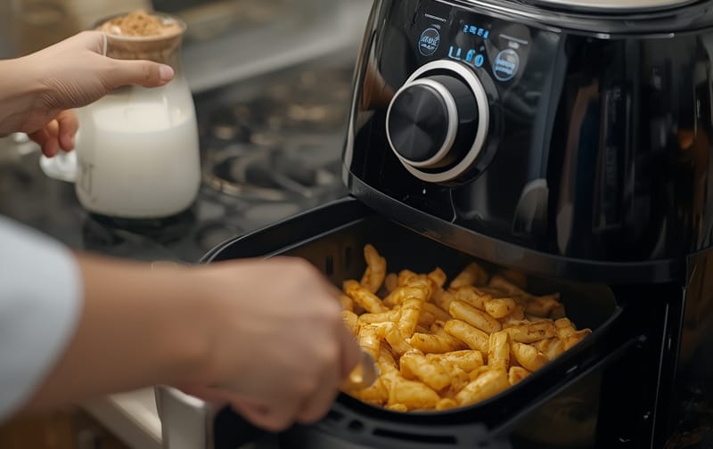woman air fryer cooking