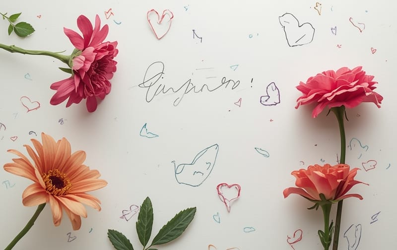 simple handwritten notes and flowers