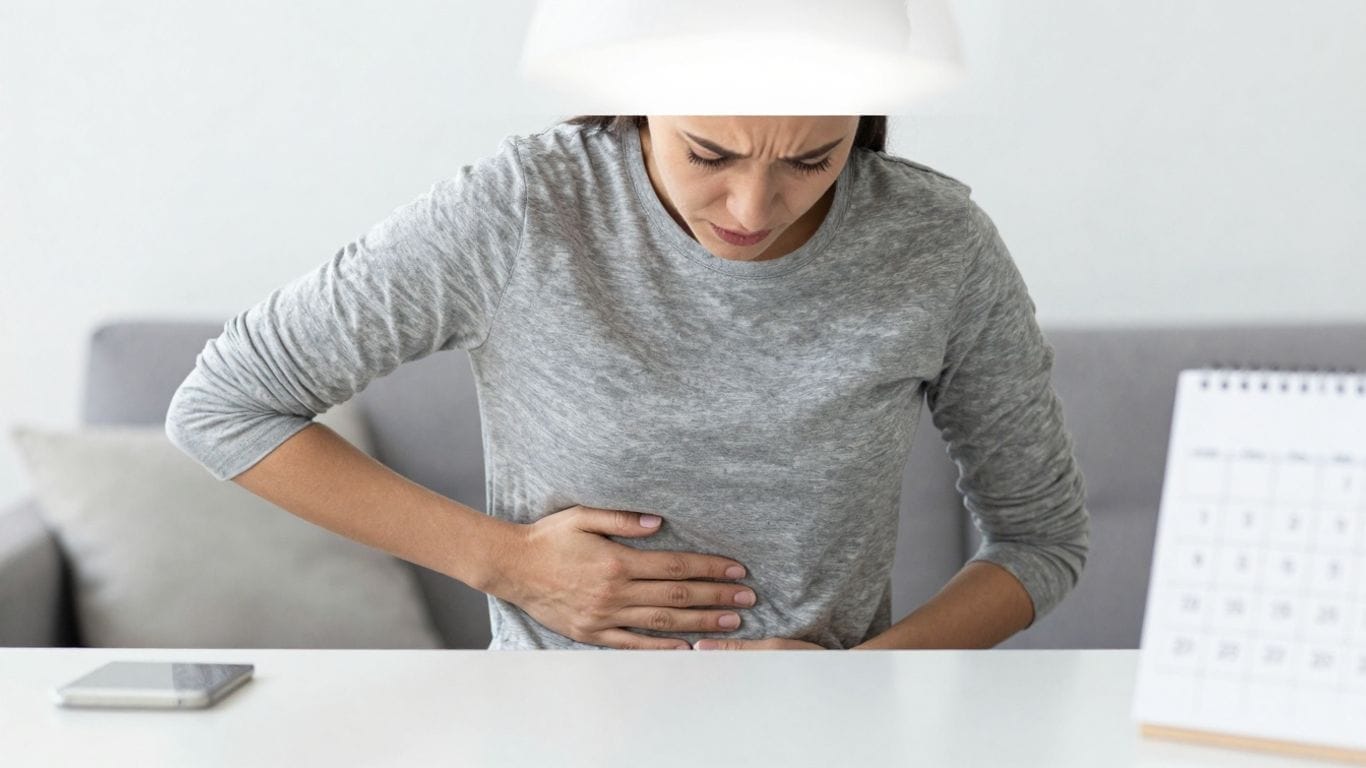 Woman concerned about weight gain during period.