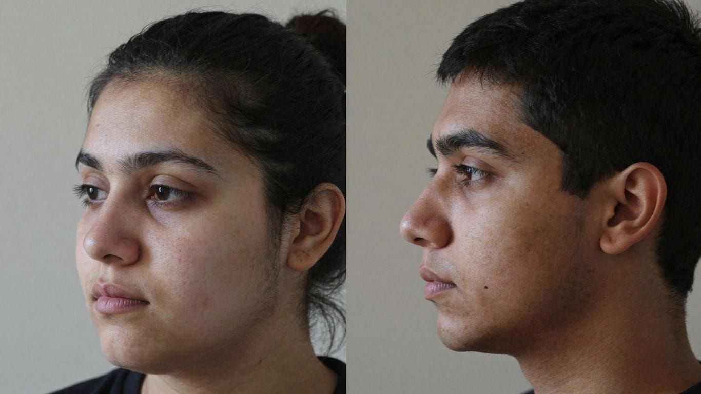 Person with slimmer face profile after fat reduction.